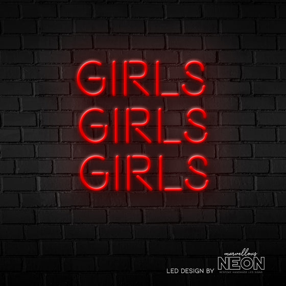 GIRLS GIRLS GIRLS LED Neon Sign - Marvellous Neon